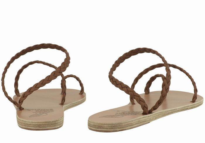 Ancient Greek Sandals Eleftheria Leather Flettede Sandaler Dame Sjokolade | JYP2951NO