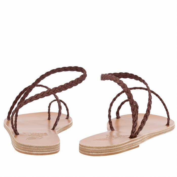 Ancient Greek Sandals Eleftheria Leather Flettede Sandaler Dame Kaffe | CLS6456IY