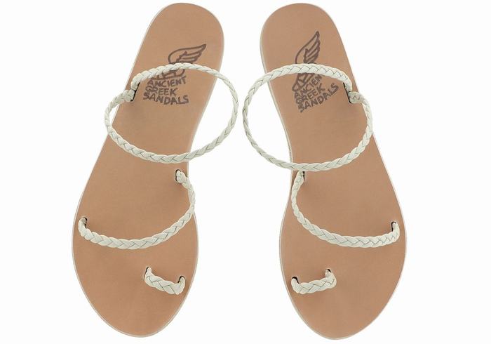 Ancient Greek Sandals Eleftheria Leather Flettede Sandaler Dame Hvite | QAB849MD