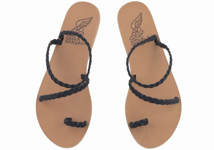 Ancient Greek Sandals Eleftheria Leather Flettede Sandaler Dame Mørke Blå | ZTM9140BP