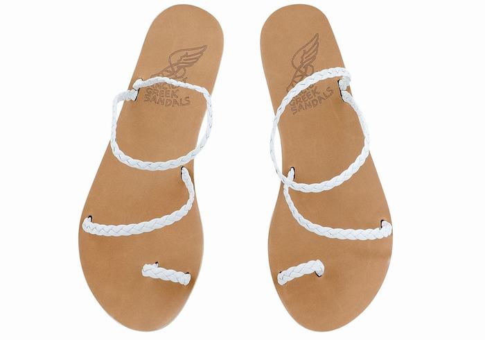 Ancient Greek Sandals Eleftheria Leather Flettede Sandaler Dame Hvite | IQO8494HZ