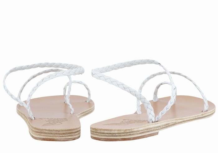 Ancient Greek Sandals Eleftheria Leather Flettede Sandaler Dame Hvite | IQO8494HZ