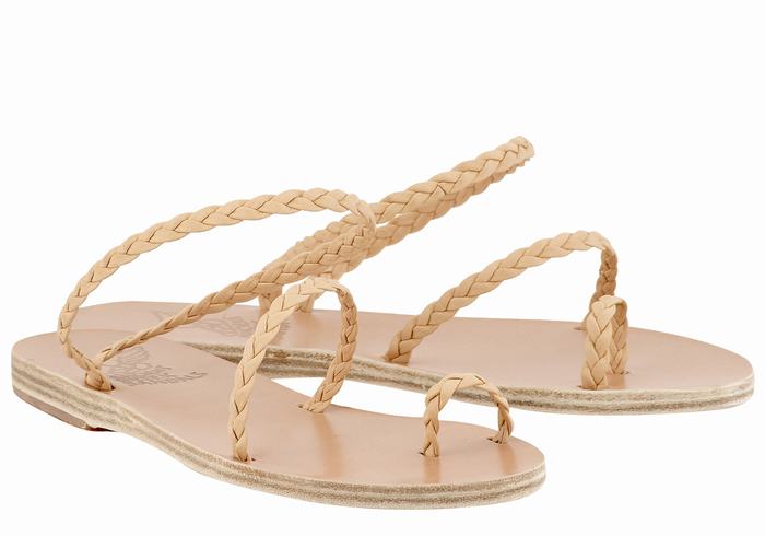 Ancient Greek Sandals Eleftheria Leather Flettede Sandaler Dame Beige | DPV482PL