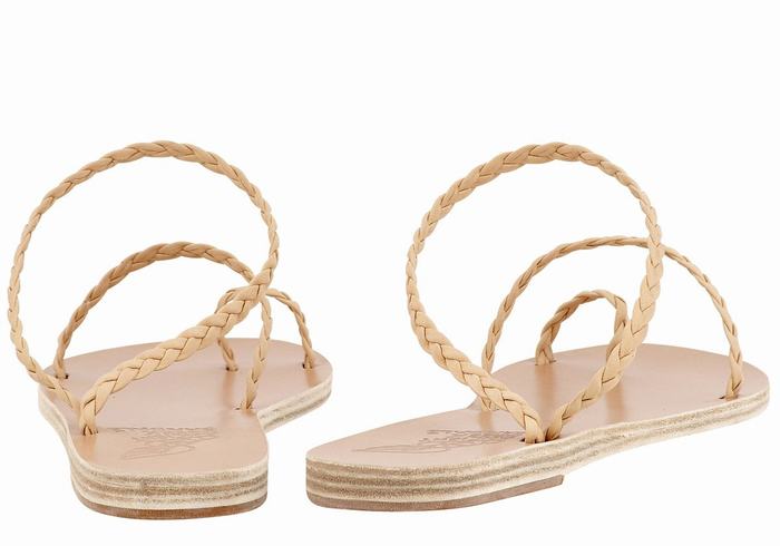 Ancient Greek Sandals Eleftheria Leather Flettede Sandaler Dame Beige | DPV482PL