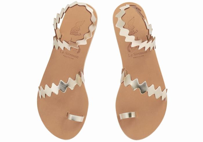 Ancient Greek Sandals Eleftheria Onda Sandaler Med Tåstolper Dame Gull Hvite | ZMQ7512ST