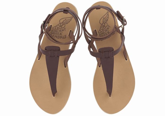 Ancient Greek Sandals Estia Leather Sandaler Med Ankelrem Dame Kaffe | MOF1578JJ