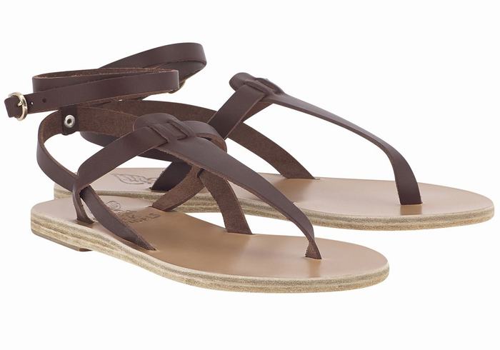 Ancient Greek Sandals Estia Leather Sandaler Med Ankelrem Dame Kaffe | MOF1578JJ