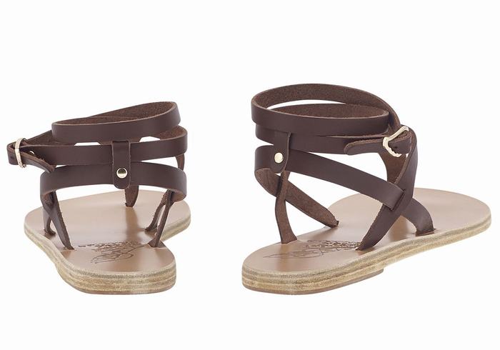 Ancient Greek Sandals Estia Leather Sandaler Med Ankelrem Dame Kaffe | MOF1578JJ