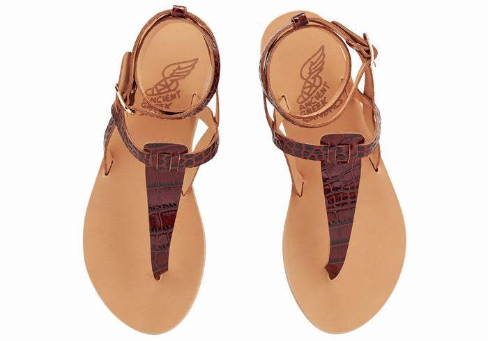 Ancient Greek Sandals Estia Sandaler Med Ankelrem Dame Mørke Rød Svarte | BLH448TY