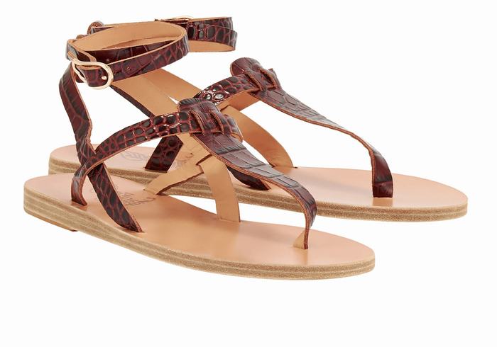 Ancient Greek Sandals Estia Sandaler Med Ankelrem Dame Mørke Rød Svarte | BLH448TY