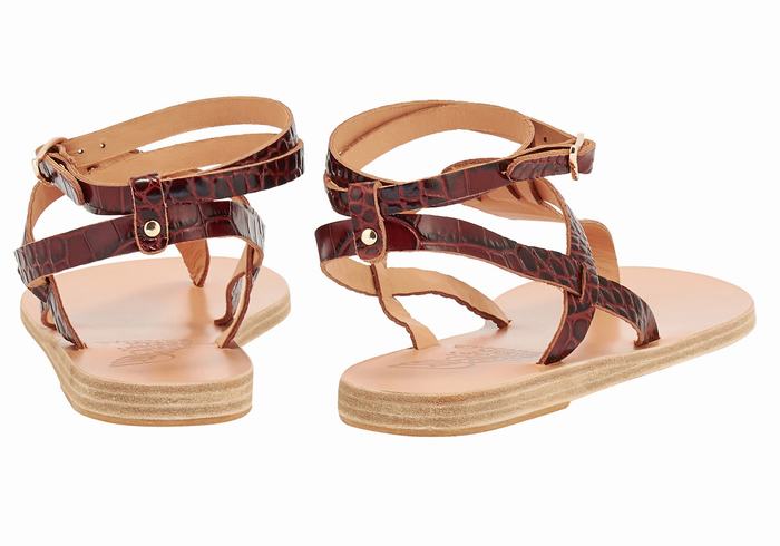 Ancient Greek Sandals Estia Sandaler Med Ankelrem Dame Mørke Rød Svarte | BLH448TY