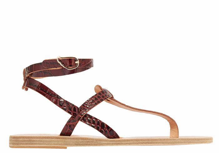 Ancient Greek Sandals Estia Sandaler Med Ankelrem Dame Mørke Rød Svarte | BLH448TY