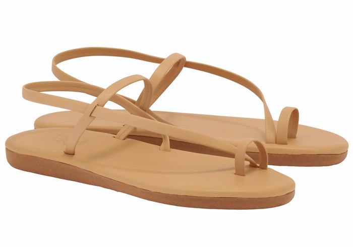 Ancient Greek Sandals Euterpe Sandaler Med Tåstolper Dame Beige | KFX291TC