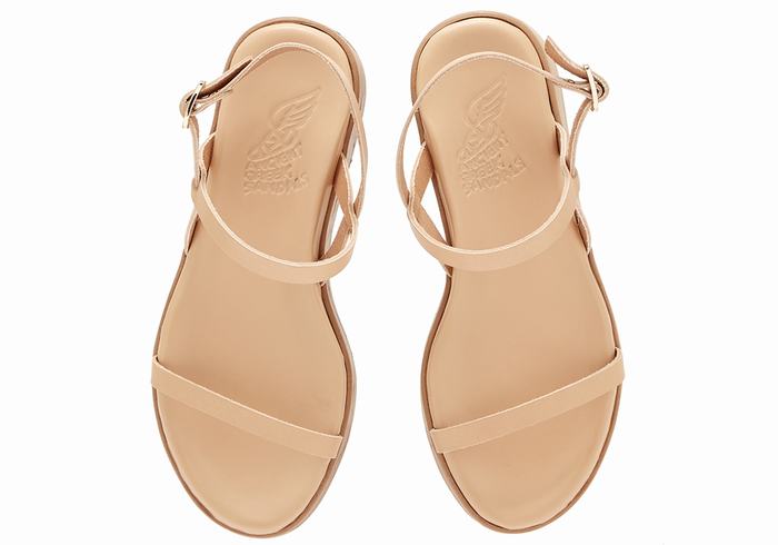 Ancient Greek Sandals Evriali Leather Platåsandaler Dame Beige | CHW3475AQ