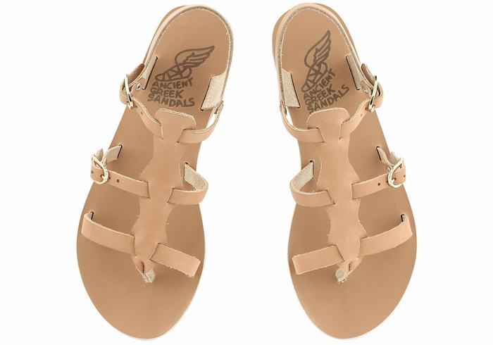 Ancient Greek Sandals Grace Kelly Leather Casual Sandaler Dame Beige | ING2027HQ