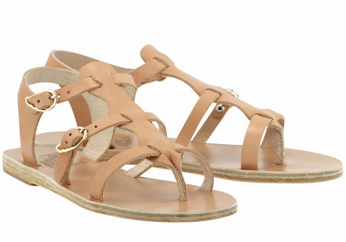 Ancient Greek Sandals Grace Kelly Leather Casual Sandaler Dame Beige | ING2027HQ