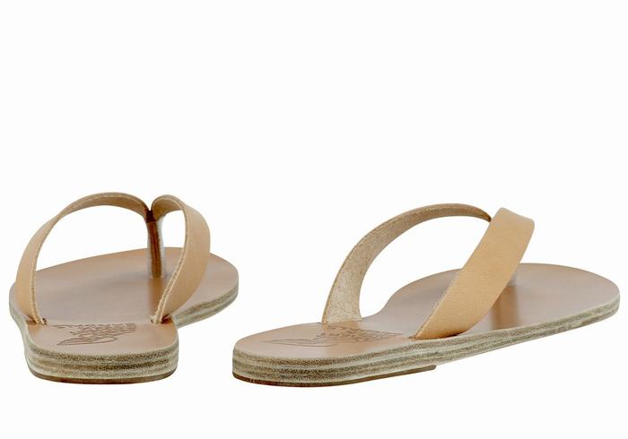 Ancient Greek Sandals Hera Leather Flip Flops Dame Beige | MOW1516FY