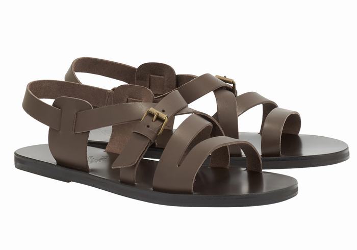 Ancient Greek Sandals Hercules Leather Casual Sandaler Herre Sjokolade | PYO5696MC