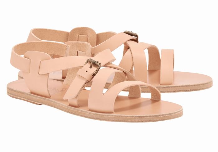 Ancient Greek Sandals Hercules Leather Casual Sandaler Herre Beige | CDC59KR