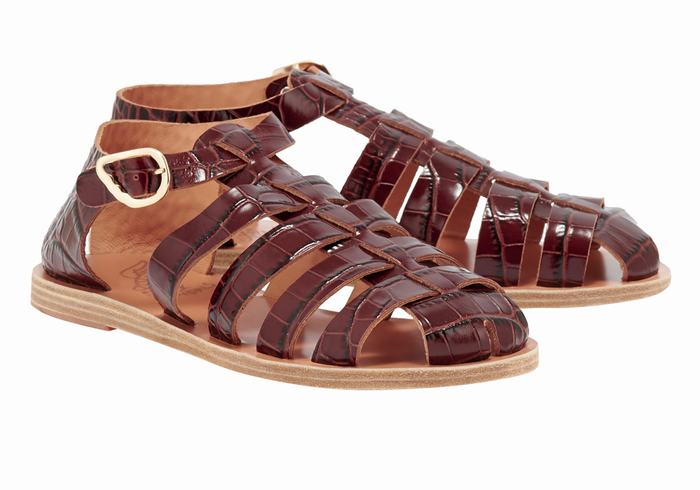 Ancient Greek Sandals Homeria Fisker Sandaler Dame Mørke Rød Svarte | SJU7846DL