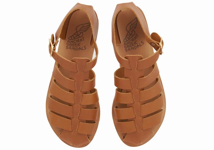 Ancient Greek Sandals Homeria Leather Fisker Sandaler Dame Mørke Brune | LOS2338XG