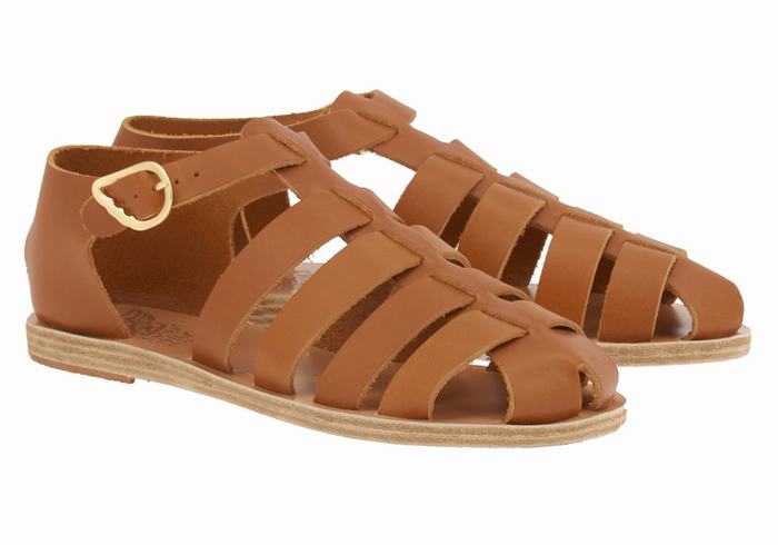 Ancient Greek Sandals Homeria Leather Fisker Sandaler Dame Mørke Brune | LOS2338XG