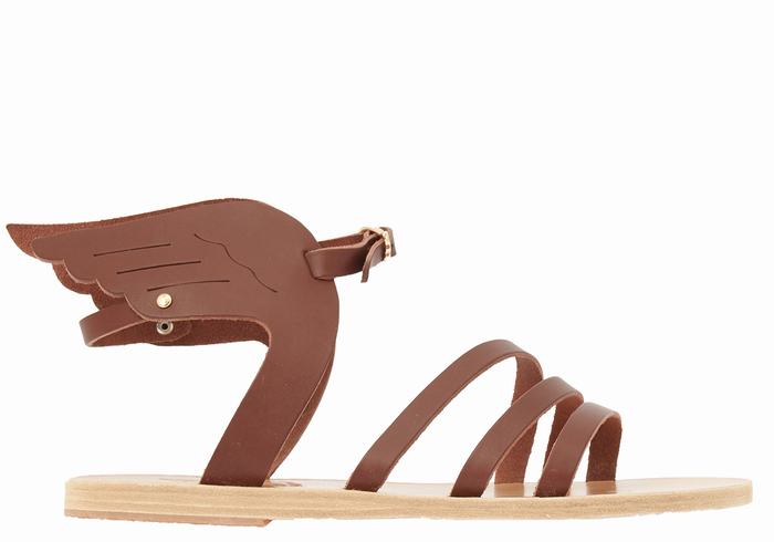 Ancient Greek Sandals Ikaria Leather Sandaler Med Ankelrem Dame Kaffe | YBZ9377LG