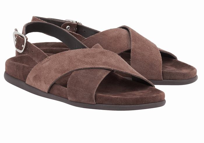 Ancient Greek Sandals Ikesia Casual Sandaler Dame Mørke Brune | TSK478AG