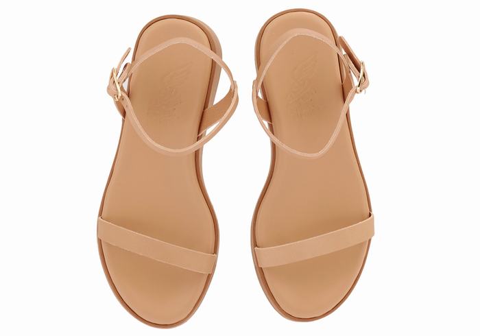 Ancient Greek Sandals Irida Leather Platåsandaler Dame Beige | OAG2295YY