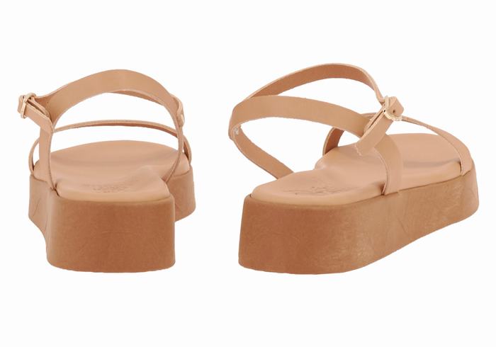 Ancient Greek Sandals Irida Leather Platåsandaler Dame Beige | OAG2295YY