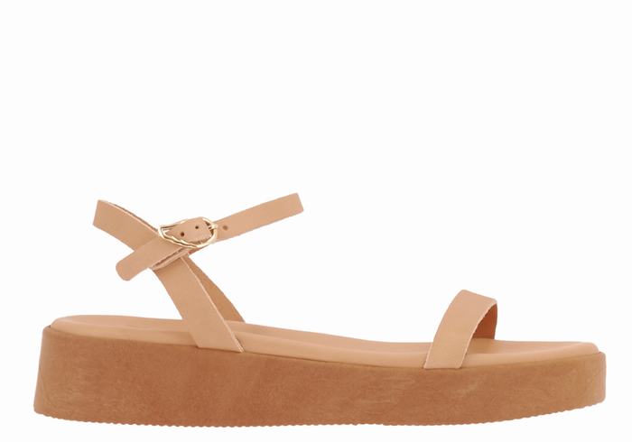 Ancient Greek Sandals Irida Leather Platåsandaler Dame Beige | OAG2295YY