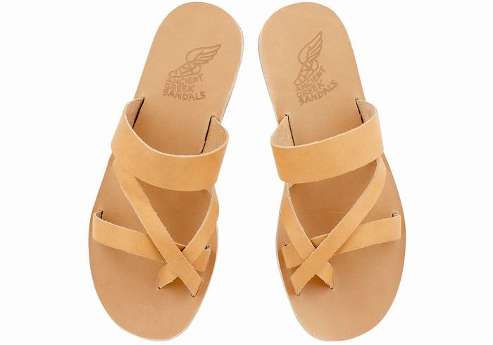 Ancient Greek Sandals Jason Leather Slidesandaler Herre Beige | WQV1679VC