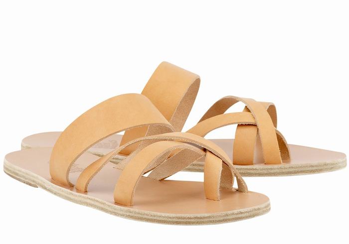 Ancient Greek Sandals Jason Leather Slidesandaler Herre Beige | WQV1679VC