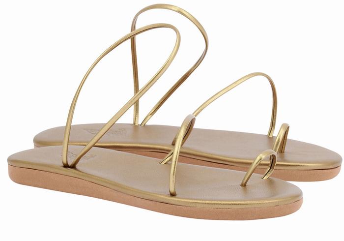 Ancient Greek Sandals Kansiz Sandaler Med Tåstolper Dame Gull Brune | ECW9140BI