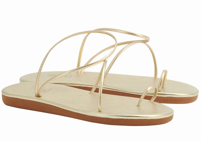 Ancient Greek Sandals Kansiz Sandaler Med Tåstolper Dame Gull Hvite | SVV7837YG