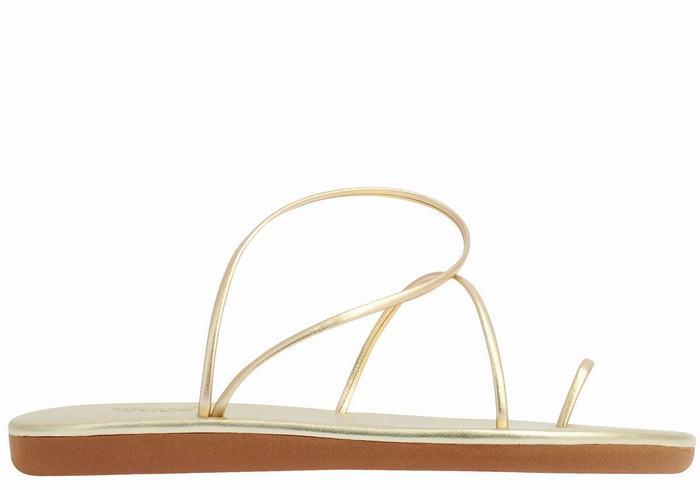 Ancient Greek Sandals Kansiz Sandaler Med Tåstolper Dame Gull Hvite | SVV7837YG