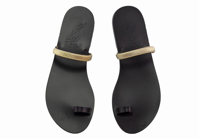 Ancient Greek Sandals Konaki Sandaler Med Tåstolper Dame Svarte Gull | SJR9672FM