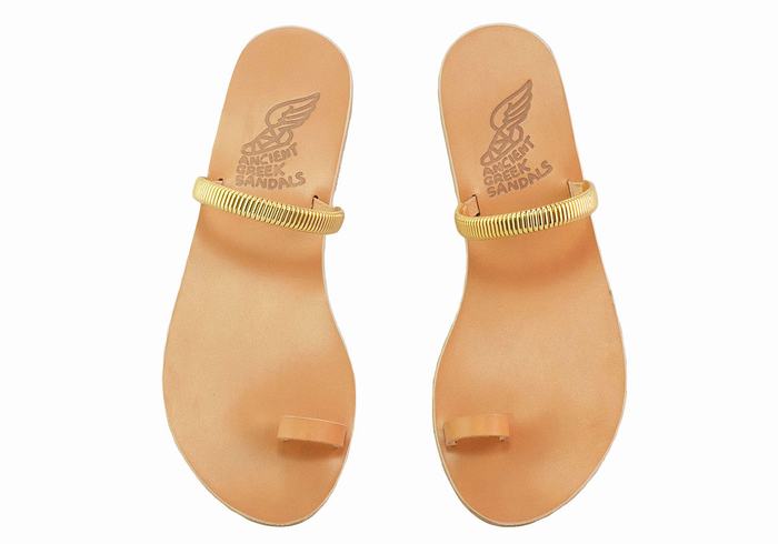 Ancient Greek Sandals Konaki Sandaler Med Tåstolper Dame Beige Gull | ZZZ1110GN