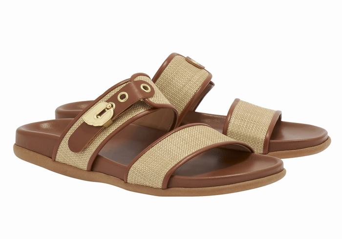 Ancient Greek Sandals Latria Slidesandaler Dame Beige Brune | JXS4587PX