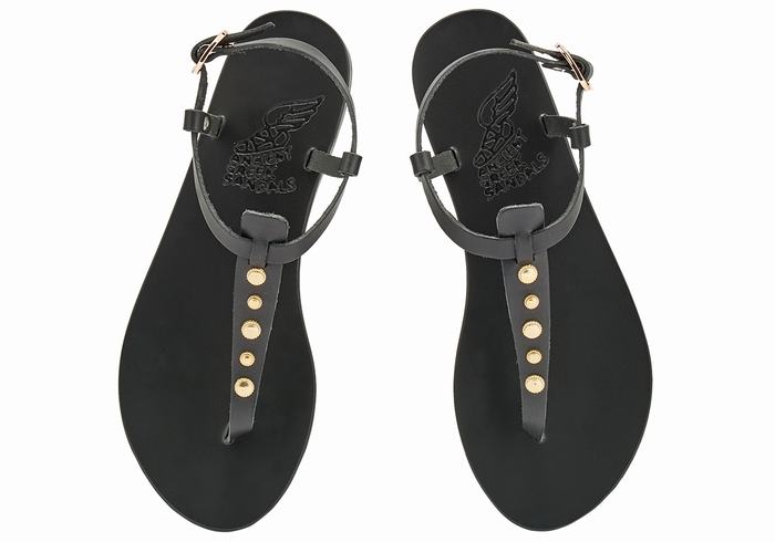 Ancient Greek Sandals Lito Bee Sandaler Med Ryggreim Dame Svarte | FYW6080KG