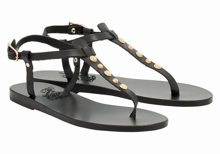 Ancient Greek Sandals Lito Bee Sandaler Med Ryggreim Dame Svarte | FYW6080KG