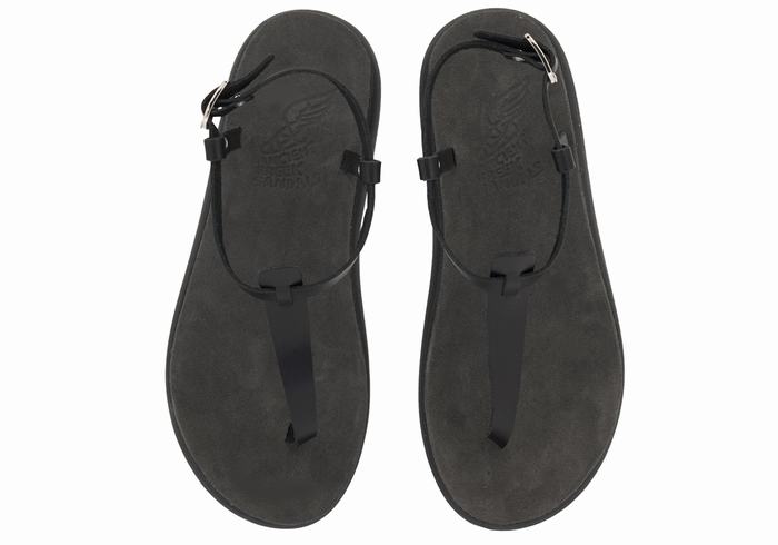 Ancient Greek Sandals Lito Comfort Sandaler Med Ryggreim Dame Svarte | STE6779ZM