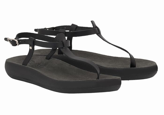 Ancient Greek Sandals Lito Comfort Sandaler Med Ryggreim Dame Svarte | STE6779ZM