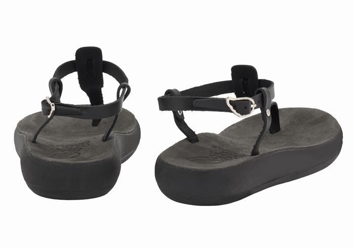 Ancient Greek Sandals Lito Comfort Sandaler Med Ryggreim Dame Svarte | STE6779ZM