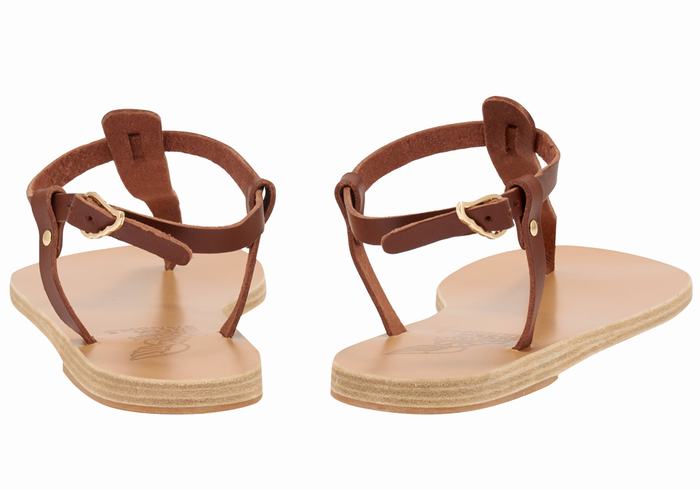 Ancient Greek Sandals Lito Flip Flop Leather Sandaler Med Ryggreim Dame Kaffe | LPT6937NT