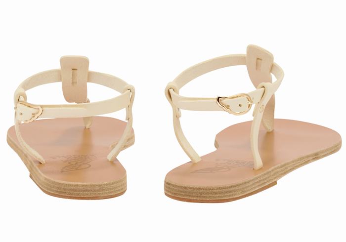 Ancient Greek Sandals Lito Flip Flop Leather Sandaler Med Ryggreim Dame Hvite | YZE2057VJ