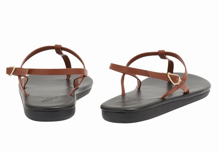 Ancient Greek Sandals Lito Flip Flop Sandaler Med Ryggreim Dame Mørke Brune | PAV5960VB