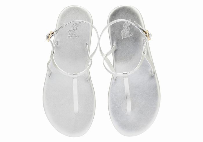 Ancient Greek Sandals Lito Flip Flop Sandaler Med Ryggreim Dame Sølv | WEM7783IP