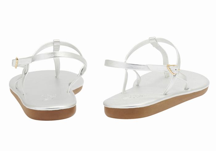 Ancient Greek Sandals Lito Flip Flop Sandaler Med Ryggreim Dame Sølv | WEM7783IP