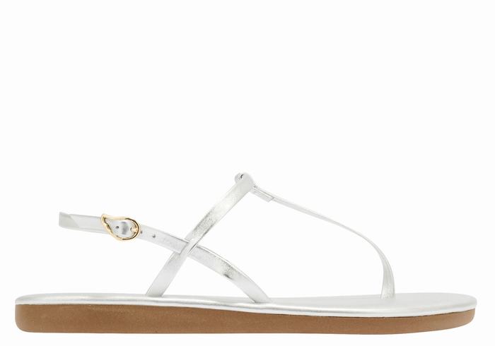 Ancient Greek Sandals Lito Flip Flop Sandaler Med Ryggreim Dame Sølv | WEM7783IP